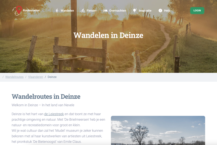 Wandel en fietswebsite